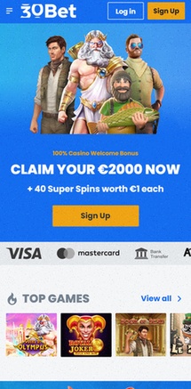 30bet Welkomstbonus
