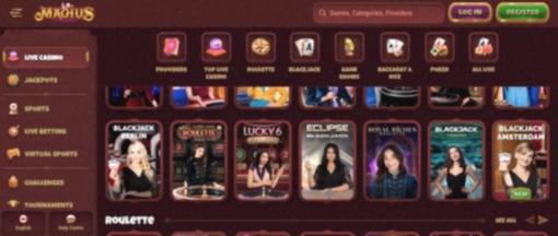 Magius Casino interface en spelaanbod