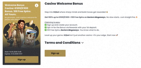 Qbet Casino inlogscherm